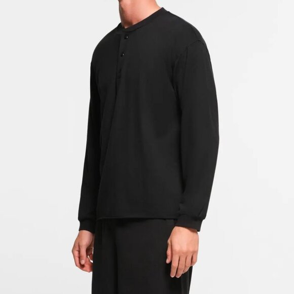 NWT SKIMS Jersey Lounge Relaxed Henley in Obsidian - Picture 2 of 6